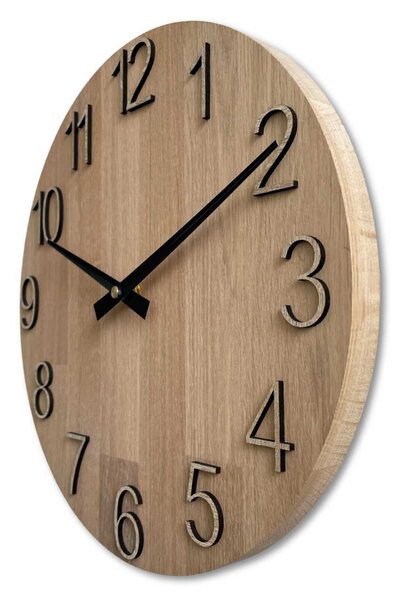 Elegantní nástěnné hodiny z masivního dubu - ručičky černé | Rodra: HDF - Bílá 30 cm 4615-107555 FB-MAS016-OSMO-3041-heads-black