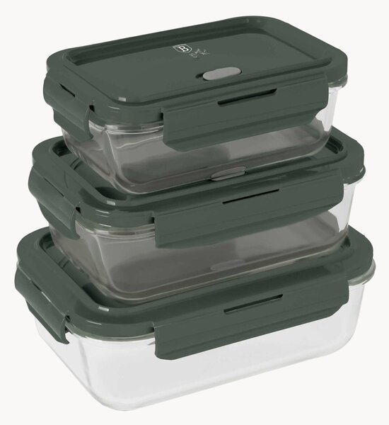 Sada dóz na potraviny Matte Green, 3 díly