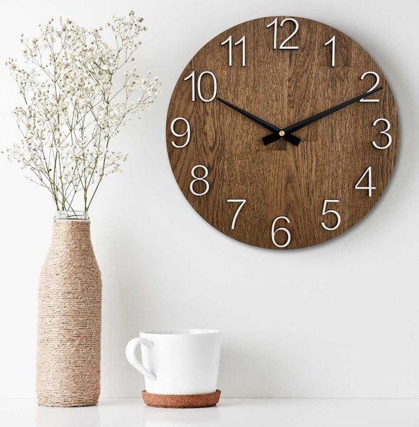 Minimalistické nástěnné hodiny z dubového dřeva - VBIT: HDF - Bílá 30 cm 4617-107573 MAS016-OSMO-3073-heads-black