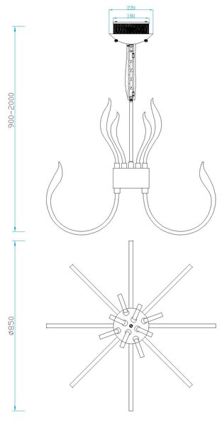 Mantra 5561 Versailles, impozantní závěsné svítidlo s různými režimy svícení LED 155W 3000K, průměr 85cm