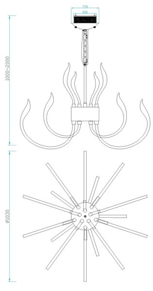 Mantra 5560 Versailles, impozantní závěsné svítidlo s různými režimy svícení LED 256W 3000K, průměr 103cm