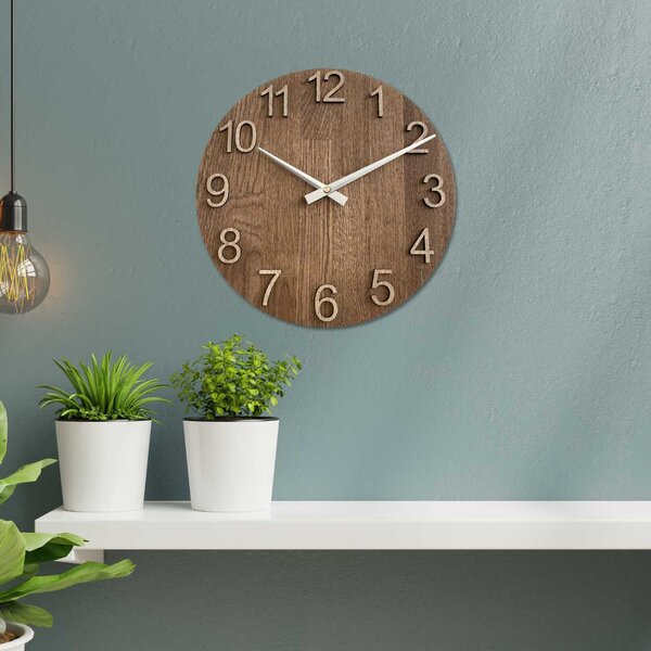 Elegantní hodiny z přírodního dřeva na zeď | TORRHTO: HDF - Bílá 30 cm 4623-107690 MAS017-3073-silver-hands