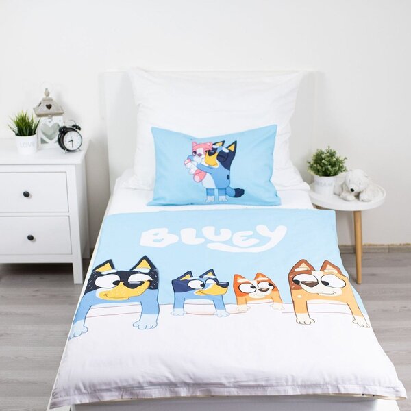 Modré bavlněné dětské povlečení do postýlky 100x135 cm Bluey – Jerry Fabrics