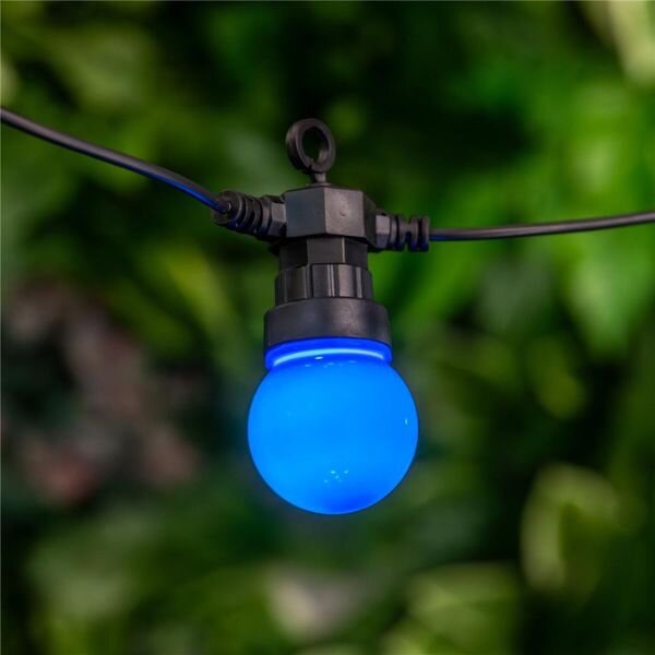 Venkovní světelný řetěz s 10 žárovkami RGB+W, 5m, 5W, nastavitelný, dálkové ovl