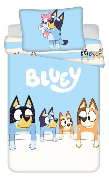 Modré bavlněné dětské povlečení do postýlky 100x135 cm Bluey – Jerry Fabrics
