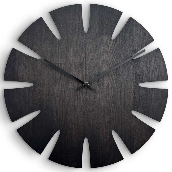 Luxusní dubové nástěnné hodiny černé - GAIOP: Černá barva RAL 9005 30 cm 4633-107908 MAS014-3169-BLACK- 30