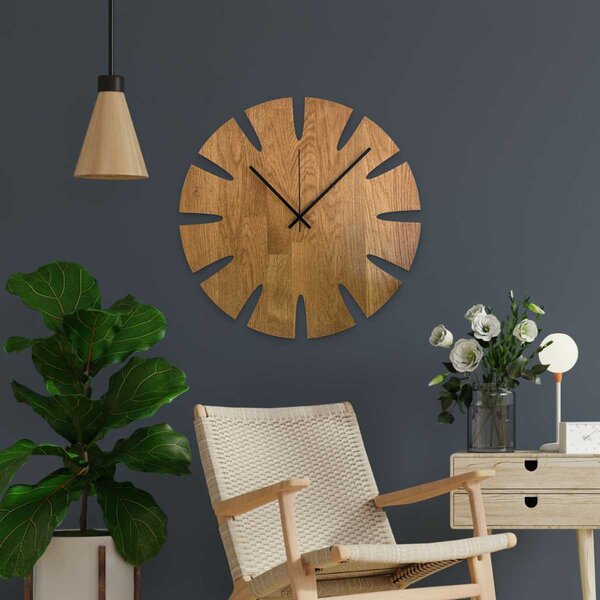 Nástěnné hodiny ze dřeva – elegantní design do obývacího pokoje - KUGUMA: Černá barva RAL 9005 30 cm 4635-107940 MAS014-AMBER-BLACK-30