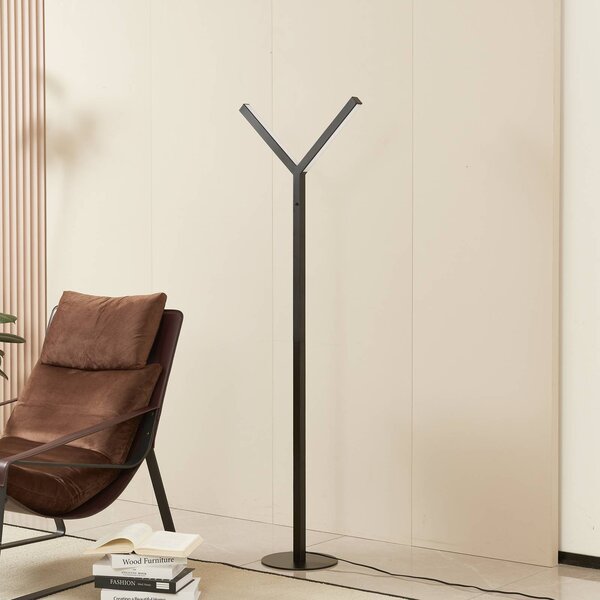 Lucande Stojací lampa LED Ilian, černá, kov, stmívatelná, stmívatelný, Černá, Obývací pokoj / jídelna, kov, Moderní