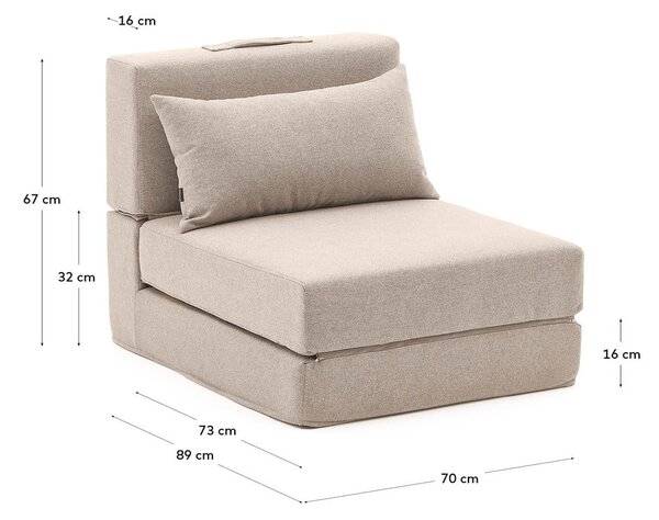 Rozkládací křeslo šedobéžové Arty – Kave Home