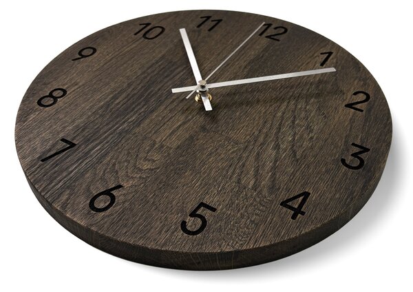 Dubové nástěnné hodiny s luxusním designem - MATKON: Barva stříbrná 30 cm 4644-108227 MAS024-3169-SILVER-30