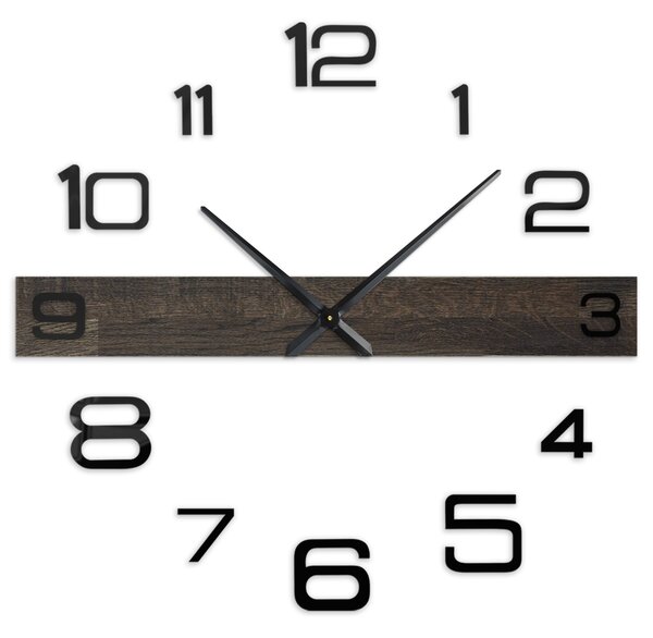 Minimalistické elegantní hodiny na zeď dubové dřevo - POPOKLES: Stříbrné ručičky 80 cm 4651-113132 MAS023-3169-SILVER-80