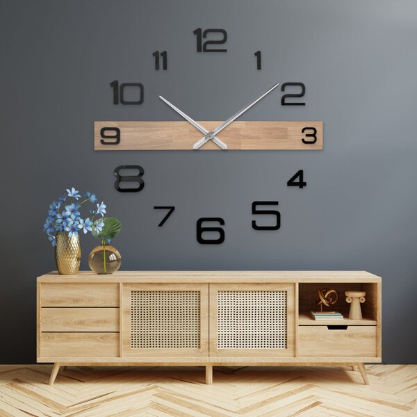 Luxusní nástěnné hodiny minimalistický design - HOQIOKLES: Stříbrné ručičky 80 cm 4650-113122 MAS023-3041-SILVER-80