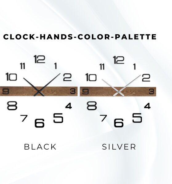 Minimalistické elegantní hodiny na zeď dubové dřevo - POPOKLES: Stříbrné ručičky 80 cm 4651-113132 MAS023-3169-SILVER-80