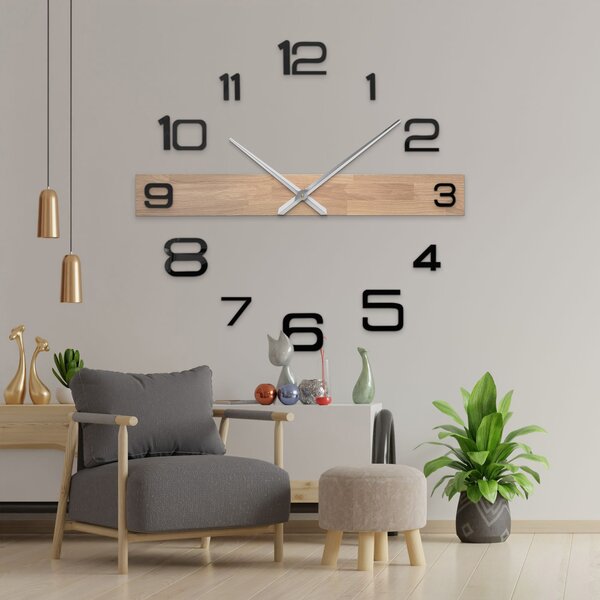 Luxusní nástěnné hodiny minimalistický design - HOQIOKLES: Stříbrné ručičky 80 cm 4650-113122 MAS023-3041-SILVER-80