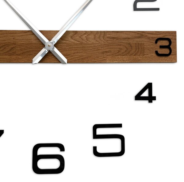 Minimalistické dřevěné hodiny do obývacího pokoje - ROKLAKLES: Stříbrné ručičky 80 cm 4652-113116 MAS023-3072-SILVER-80