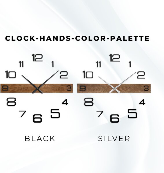 Minimalistické dřevěné hodiny do obývacího pokoje - ROKLAKLES: Stříbrné ručičky 80 cm 4652-113116 MAS023-3072-SILVER-80