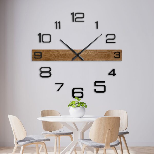 Minimalistické dřevěné hodiny do obývacího pokoje - ROKLAKLES: Stříbrné ručičky 80 cm 4652-113116 MAS023-3072-SILVER-80