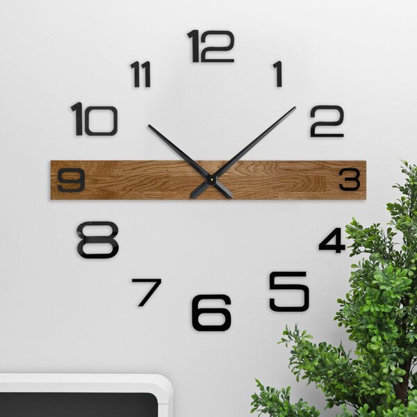 Minimalistické dřevěné hodiny do obývacího pokoje - ROKLAKLES: Stříbrné ručičky 80 cm 4652-113116 MAS023-3072-SILVER-80