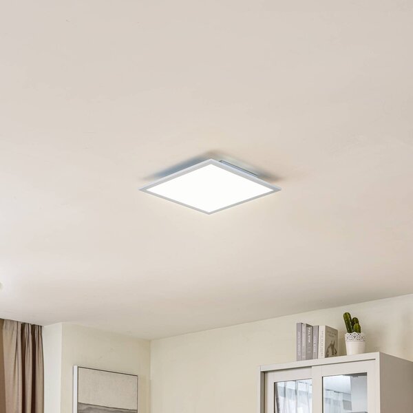 Lindby LED panel Enja, bílý, hliník, 39,5 cm x cm, stmívatelný, Hliník / šedá / zinek, Pracovna / kancelář, Hliník, Moderní