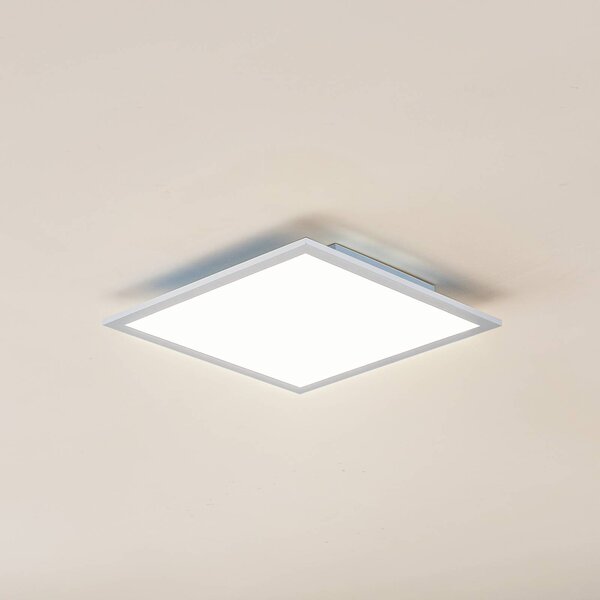 Lindby LED panel Enja, bílý, hliník, 39,5 cm x cm, stmívatelný, Hliník / šedá / zinek, Pracovna / kancelář, Hliník, Moderní