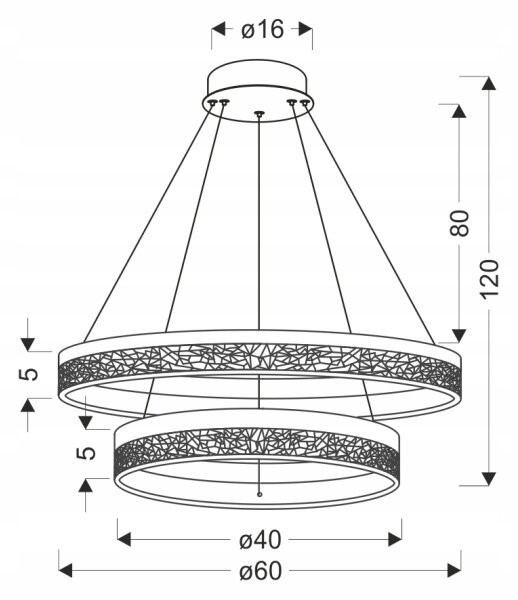 LED Lustr na lanku FROZI LED/38W/230V pr. 60 cm černá