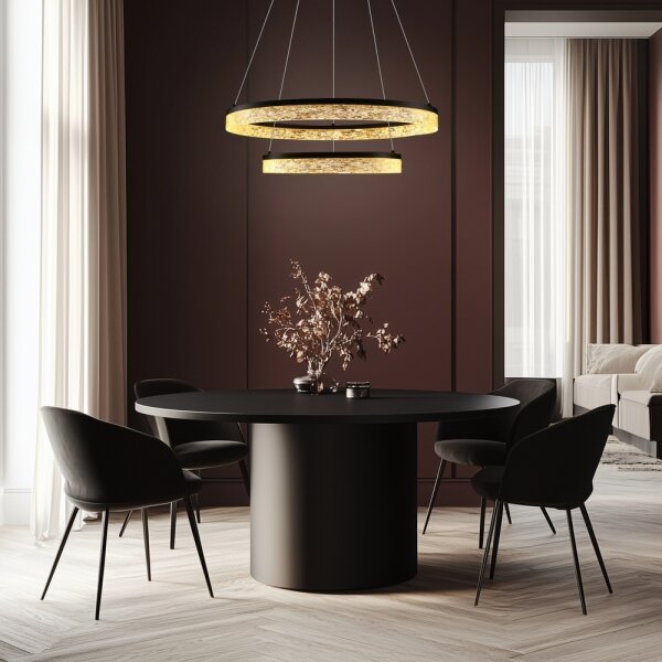 LED Lustr na lanku FROZI LED/38W/230V pr. 60 cm černá