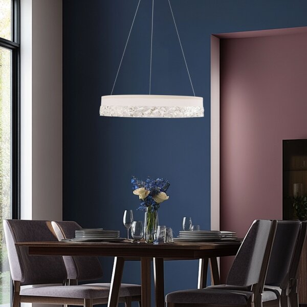 LED Lustr na lanku FROZI LED/32W/230V pr. 50 cm bílá