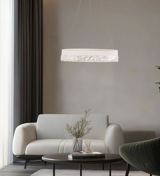 LED Lustr na lanku FROZI LED/32W/230V pr. 50 cm bílá