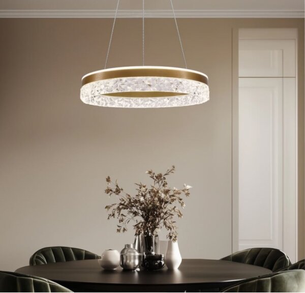 LED Lustr na lanku FROZI LED/32W/230V pr. 50 cm zlatá