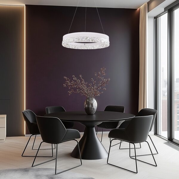 LED Lustr na lanku FROZI LED/32W/230V pr. 50 cm bílá