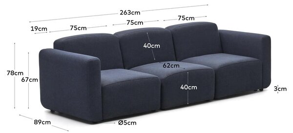 Tmavě modrá pohovka 263 cm Neom – Kave Home