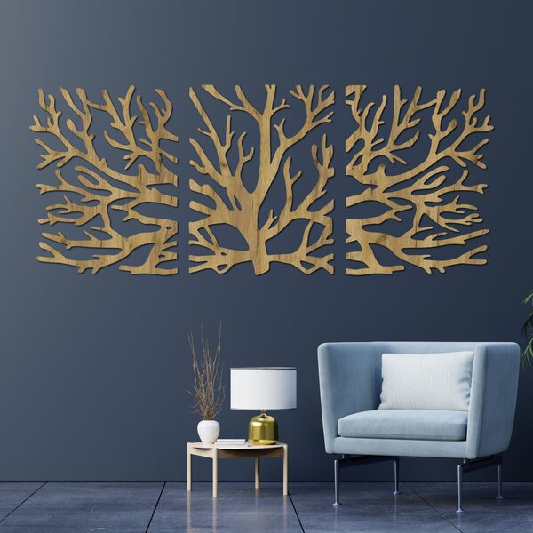 Třídílný obraz na zeď větve moderní větve stromu | DRNDO: HDF - Javor 50 x20 cm 4678-110927 HDF0502-akcia20