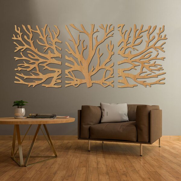 Třídílný obraz na zeď větve moderní větve stromu | DRNDO: HDF - Javor 50 x20 cm 4678-110927 HDF0502-akcia20