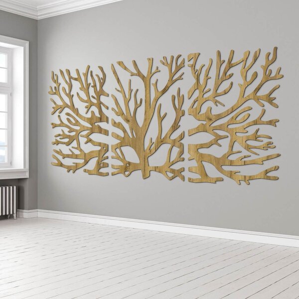Třídílný obraz na zeď větve moderní větve stromu | DRNDO: HDF - Javor 50 x20 cm 4678-110927 HDF0502-akcia20
