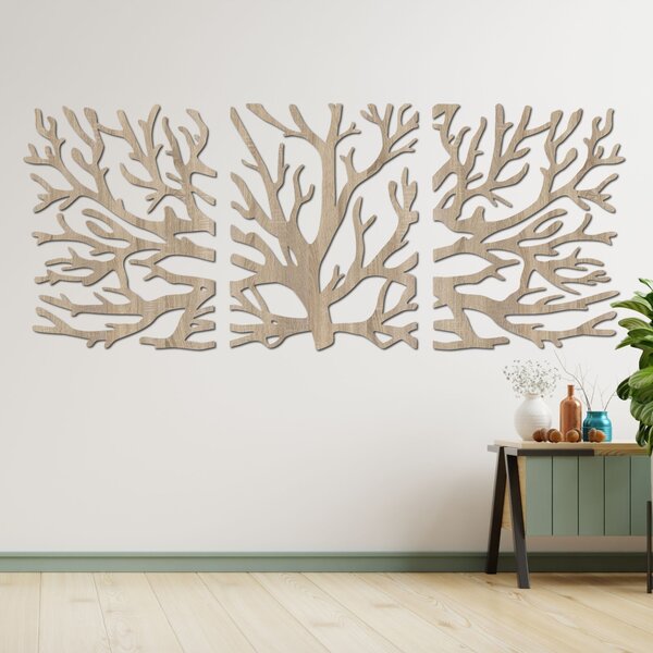 Třídílný obraz na zeď větve moderní větve stromu | DRNDO: HDF - Javor 50 x20 cm 4678-110927 HDF0502-akcia20