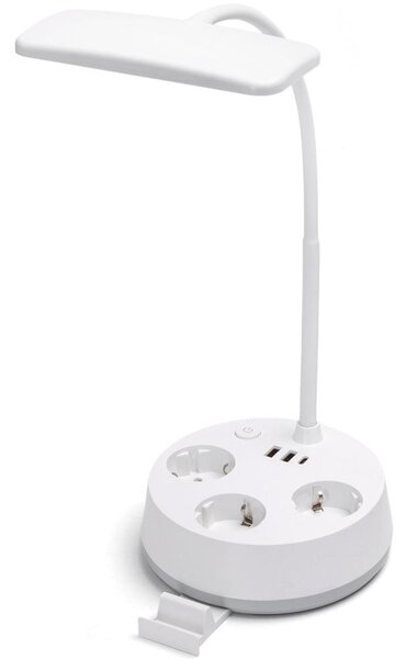 Aigostar - LED Stmívatelná stolní lampa se zásuvkami a USB LED/4,6W/230V bílá