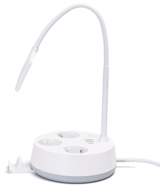 Aigostar - LED Stmívatelná stolní lampa se zásuvkami a USB LED/4,6W/230V bílá
