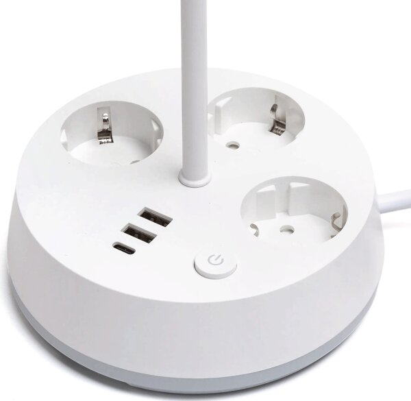 Aigostar-LED RGBW Stmívatelná stolní lampa se zásuvkami a USB LED/4,6W/230V bílá