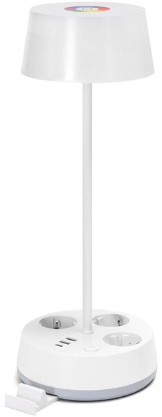 Aigostar-LED RGBW Stmívatelná stolní lampa se zásuvkami a USB LED/4,6W/230V bílá
