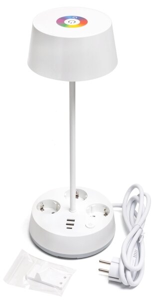 Aigostar-LED RGBW Stmívatelná stolní lampa se zásuvkami a USB LED/4,6W/230V bílá