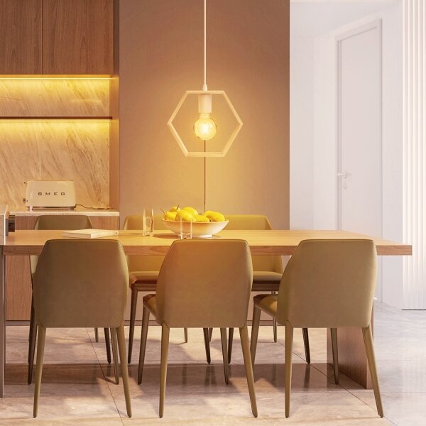 Aigostar - LED Dřevěný lustr na lanku 1xE27/9W/230V 2200K borovice