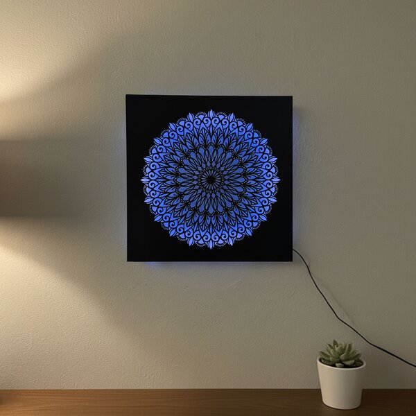 LED dřevěný obraz Mandala - podsvícená mandala | BAKE: HDF - Ořech Vícebarevná LED RGB 30 cm 4698-112148 LED0251