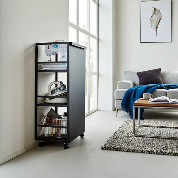 Černý kovový pojízdný regál 42x84,5x32 cm Tower – YAMAZAKI