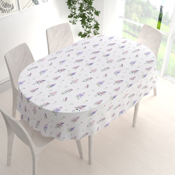 Biante Teflonový oválný ubrus TF-105 Šeříky na bílém 50x100 cm