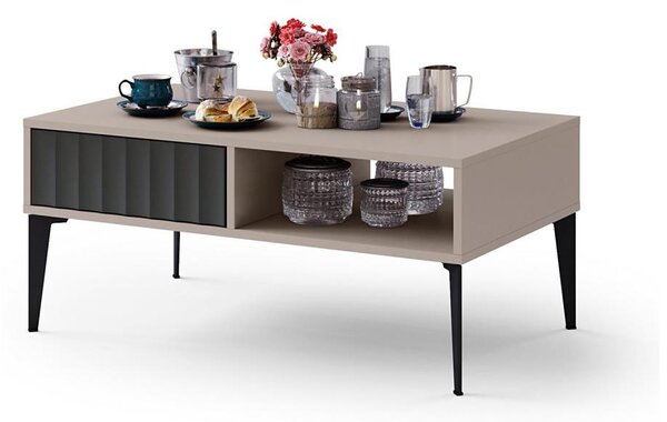 Konferenční stolek se zásuvkou RONJA 100x60 cm taupe/černá