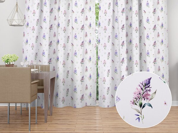 Biante Dekorační závěs TF-105 Šeříky na bílém 140x140 cm