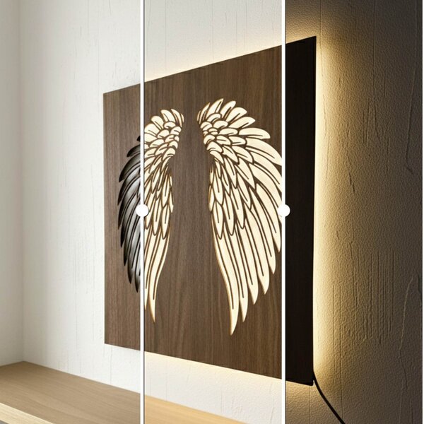 SENTOP | LED dřevěný obraz – Andělská křídla | Podsvícená nástěnná dekorace od | SENTOP LED0501