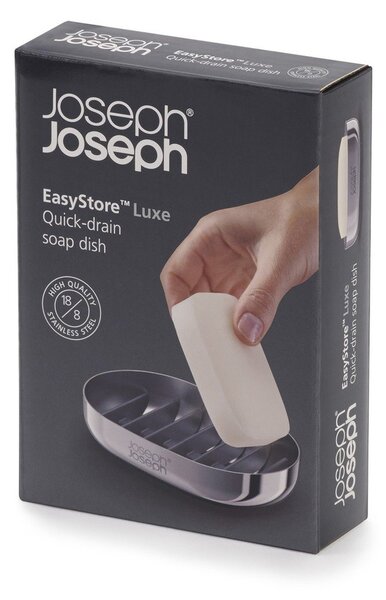 Mýdlenka z nerezové oceli v leskle stříbrné barvě EasyStore Luxe – Joseph Joseph
