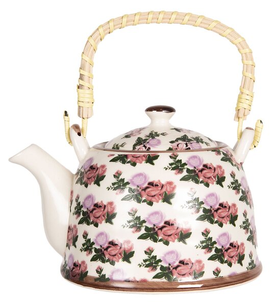 Porcelánová konvička na čaj s motivem růží - 17*12*10 cm / 0,6L