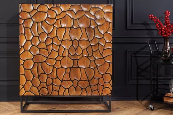 Vysoká komoda VULCANO MOSAIK 120 CM masiv mango - hnědá/černá Nábytek | Úložné prostory | Komody | Vysoké